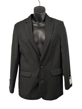 Chaps NWT Boys Suit Jacket Blazer 16 Regular Black Pinstripe Formal Classic
